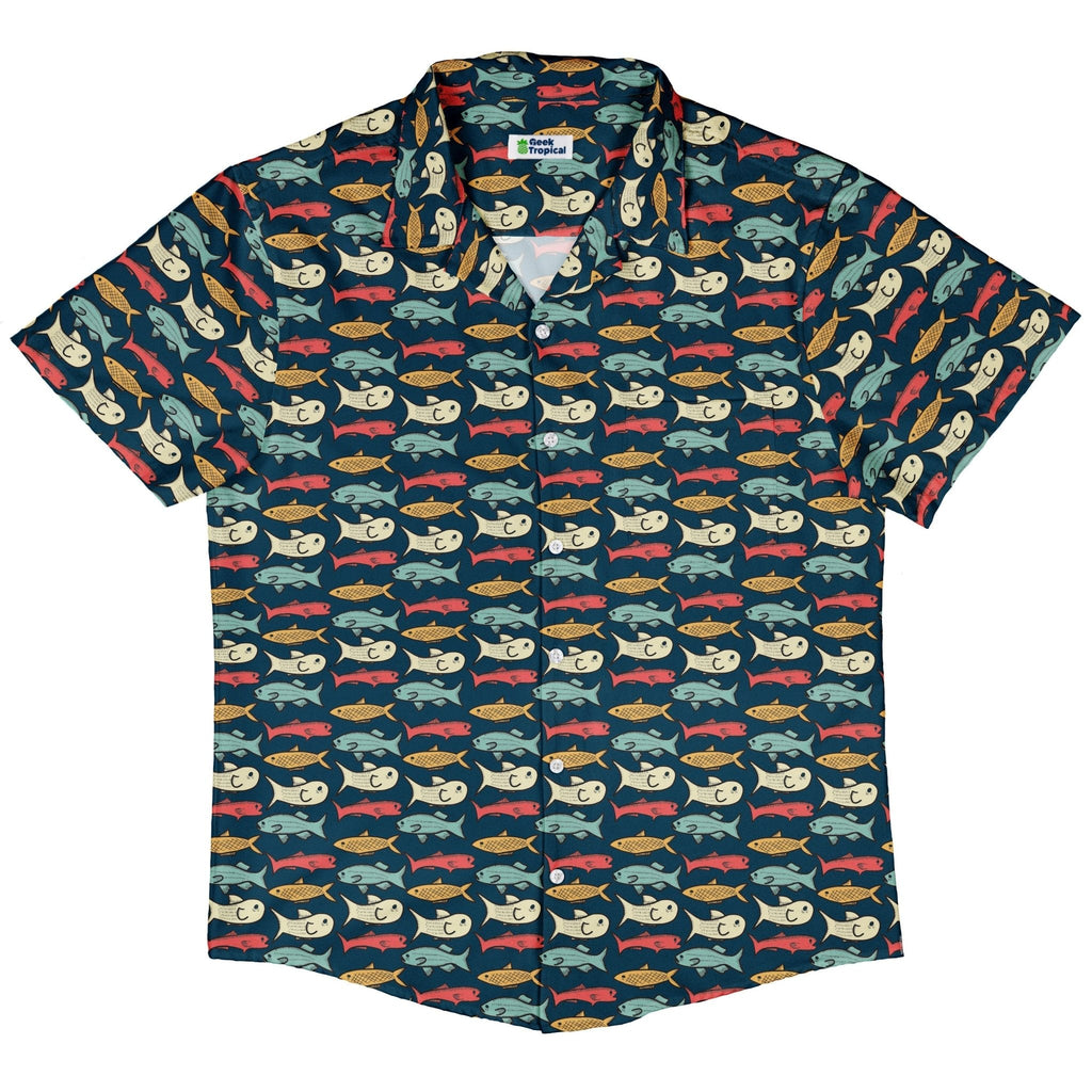 Fish Flow Button Up Shirt Geek Nerd 0925 adult sizing All Adult Button Up Shirts