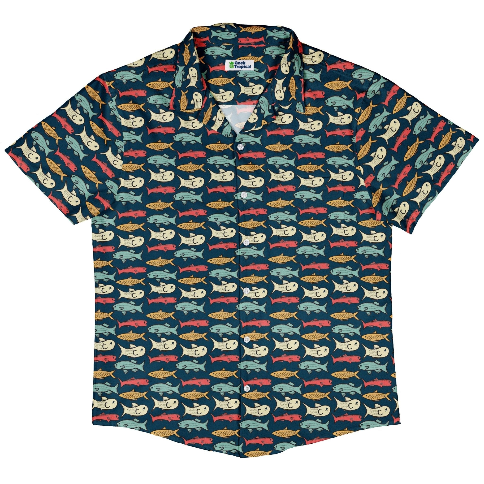 Fish Flow Button Up Shirt Geek Nerd 0925 adult sizing All Adult Button Up Shirts