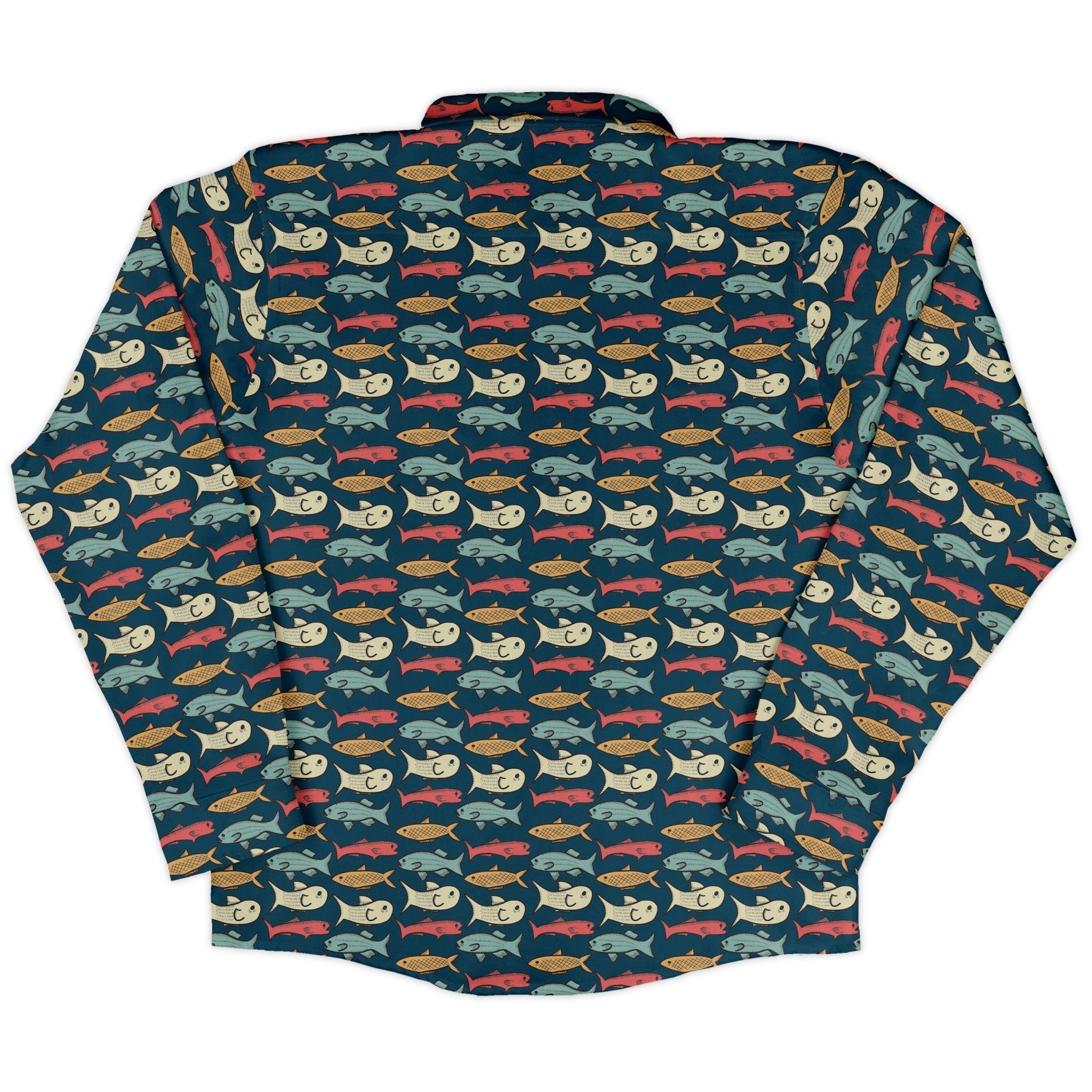 Fish Flow Long Sleeve Button Up Shirt Geek Nerd 0925 adult sizing All Adult Button Up Shirts