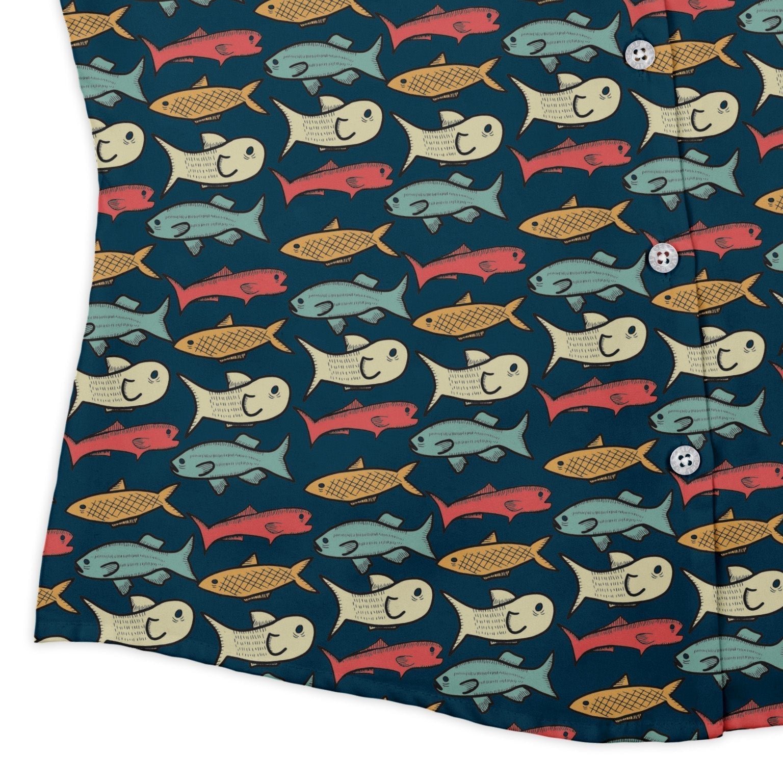 Fish Flow Curvy Button Up Shirt Geek Nerd 0925 All Adult Button Up Shirts Animal Patterns