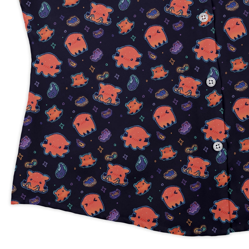 Flapjack Octopus Anime Curvy Button Up Shirt Geek Nerd anime Design by Ardi Tong marine biology