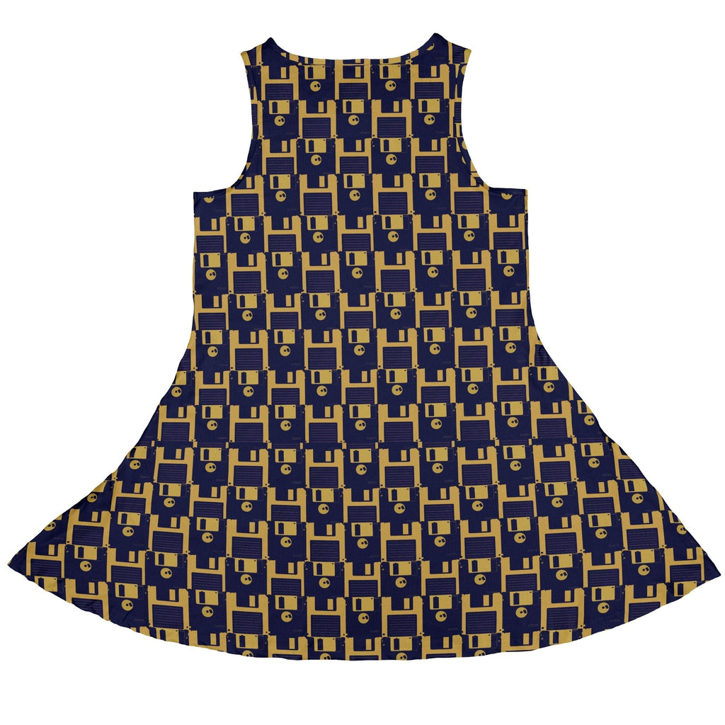Floppy Disk Yellow Blue Dress Geek Nerd computer print Design by Random Galaxy lx - C