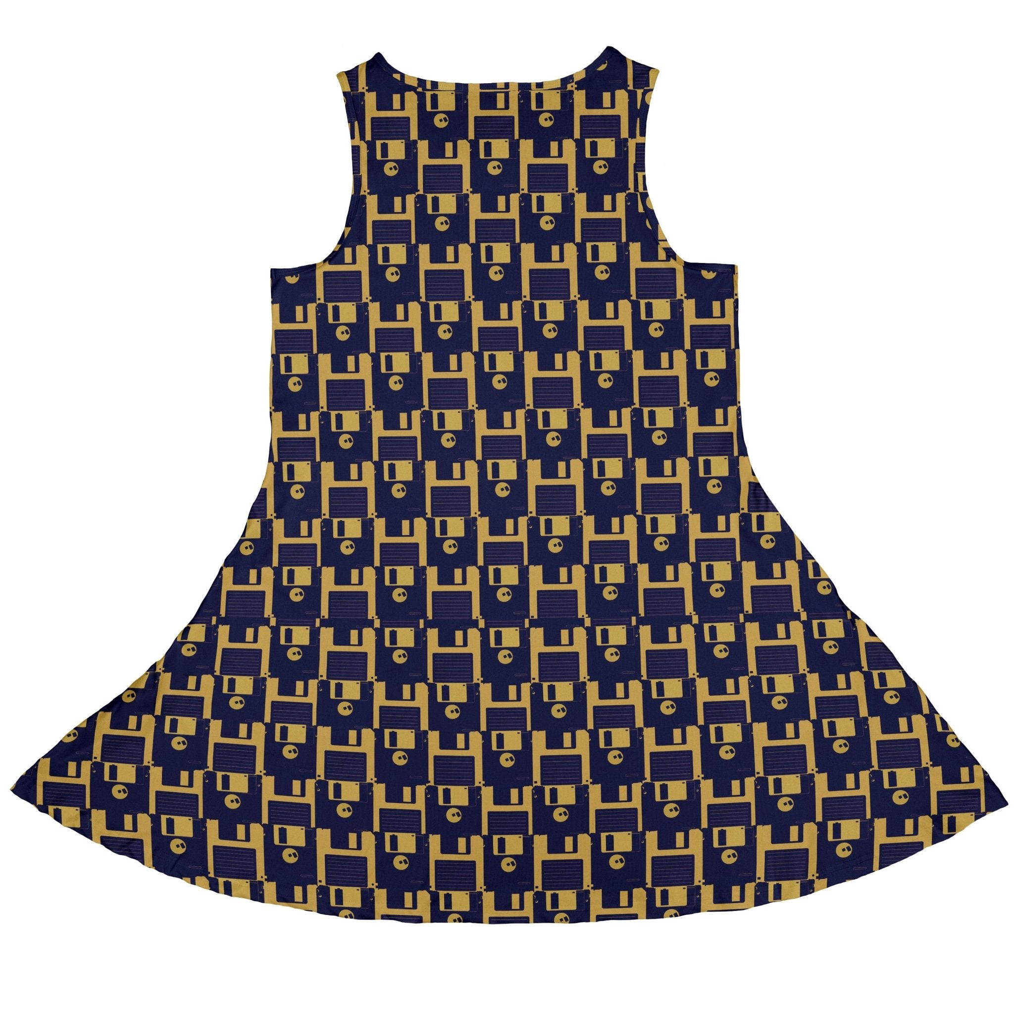 Floppy Disk Yellow Blue Dress Geek Nerd computer print Design by Random Galaxy lx - C