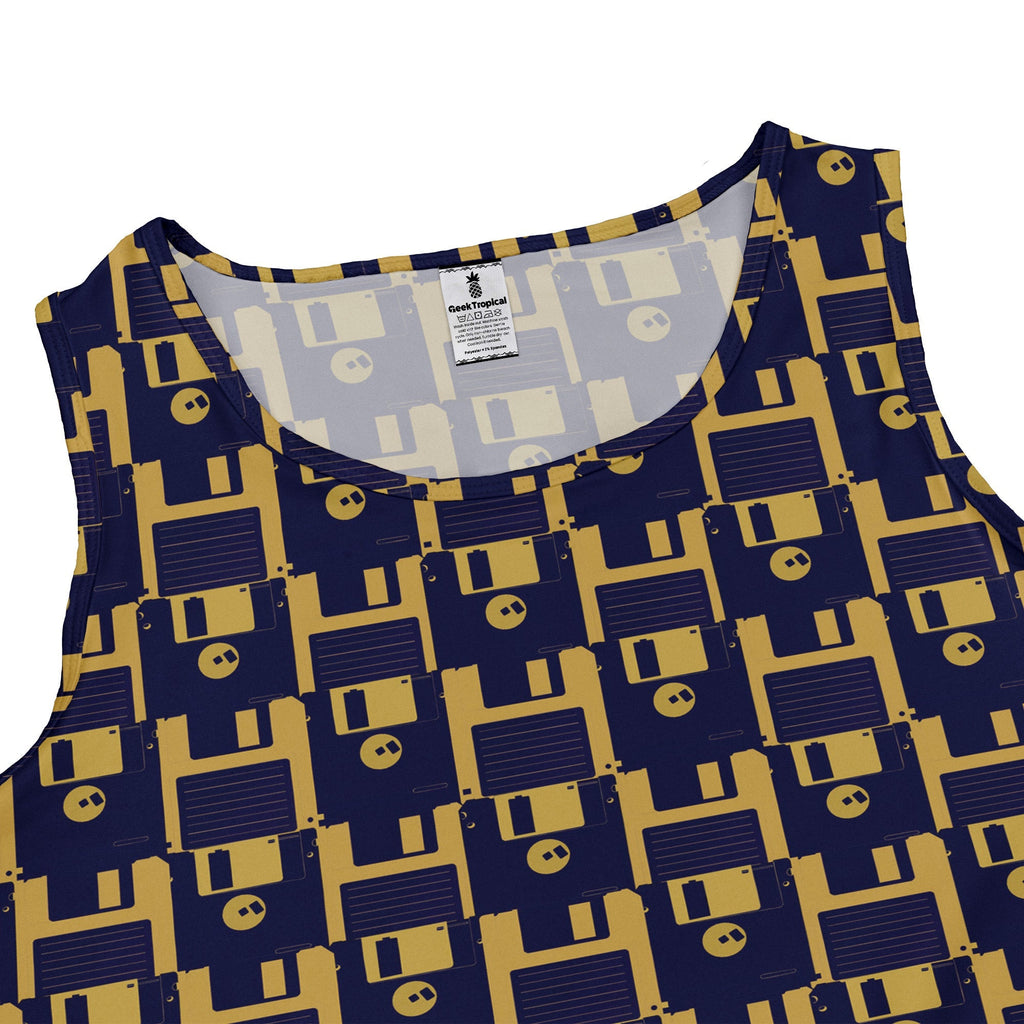 Floppy Disk Yellow Blue Dress Geek Nerd computer print Design by Random Galaxy lx - C