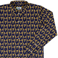 Floppy Disk Yellow Blue Long Sleeve Button Up Shirt Geek Nerd adult sizing computer print Design by Random Galaxy