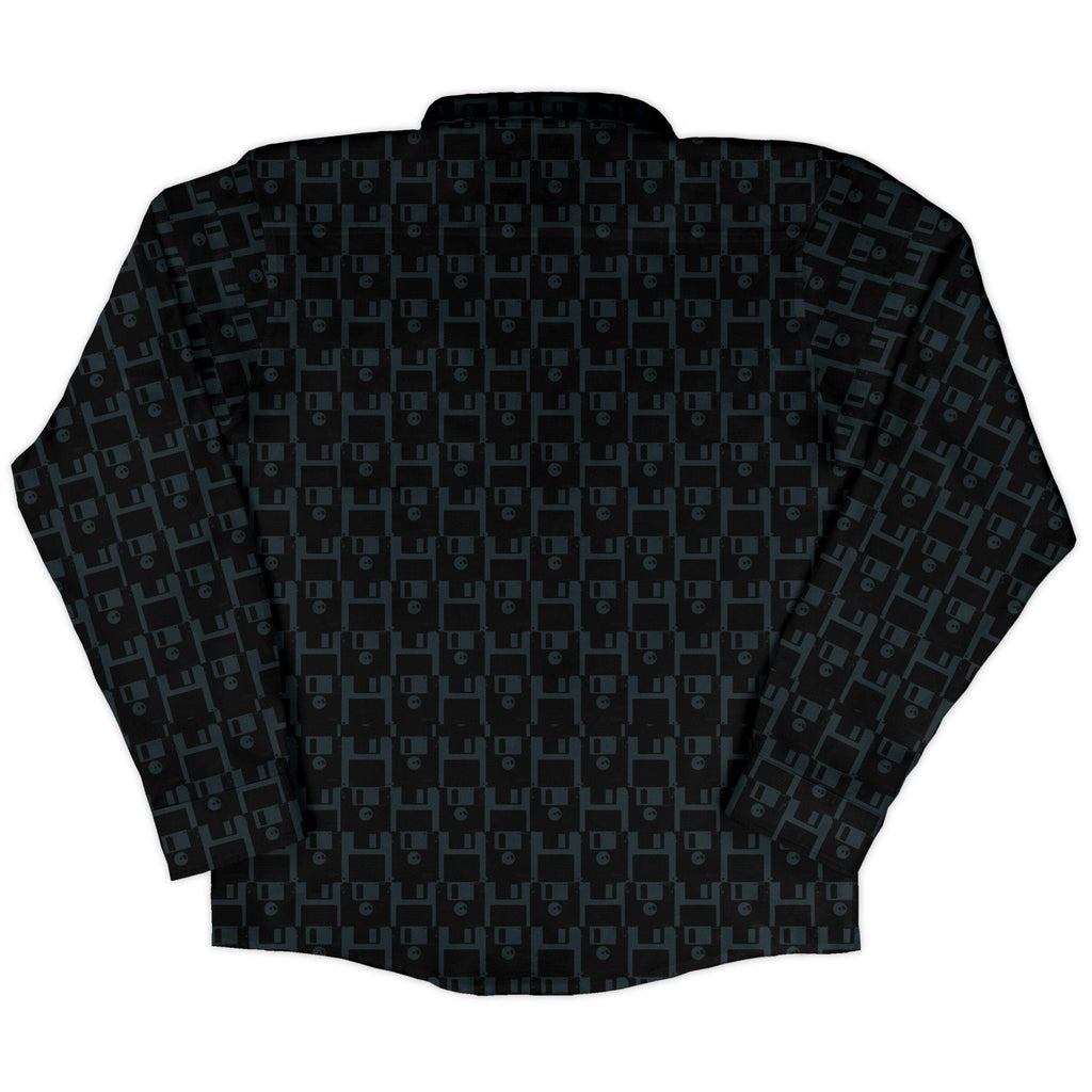 Floppy Disk Long Sleeve Button Up Shirt Geek Nerd adult sizing computer print Design by Random Galaxy