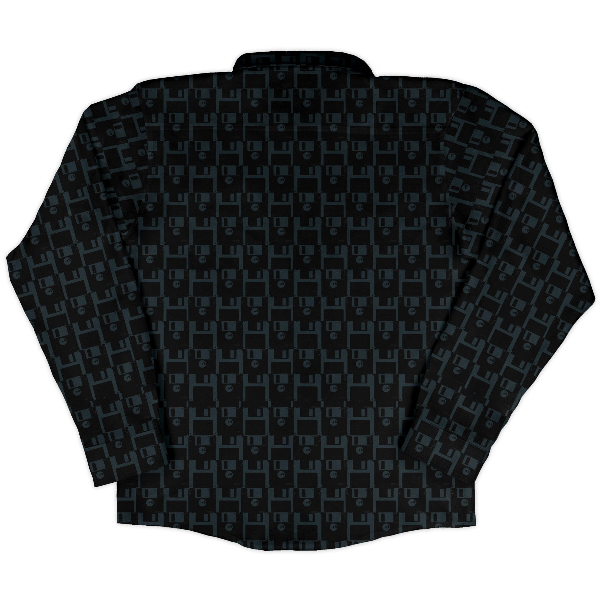 Floppy Disk Long Sleeve Button Up Shirt Geek Nerd adult sizing computer print Design by Random Galaxy