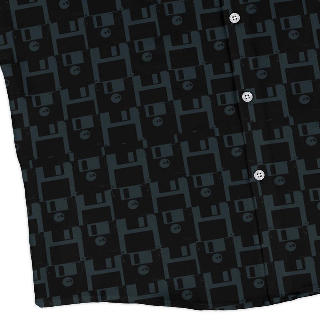 Floppy Disk Long Sleeve Button Up Shirt Geek Nerd adult sizing computer print Design by Random Galaxy