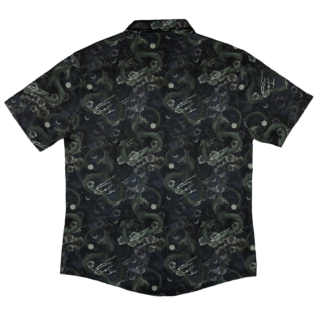 Floral Dragon Fog Button Up Shirt Geek Nerd adult sizing Design by Episodic Fantasy Prints