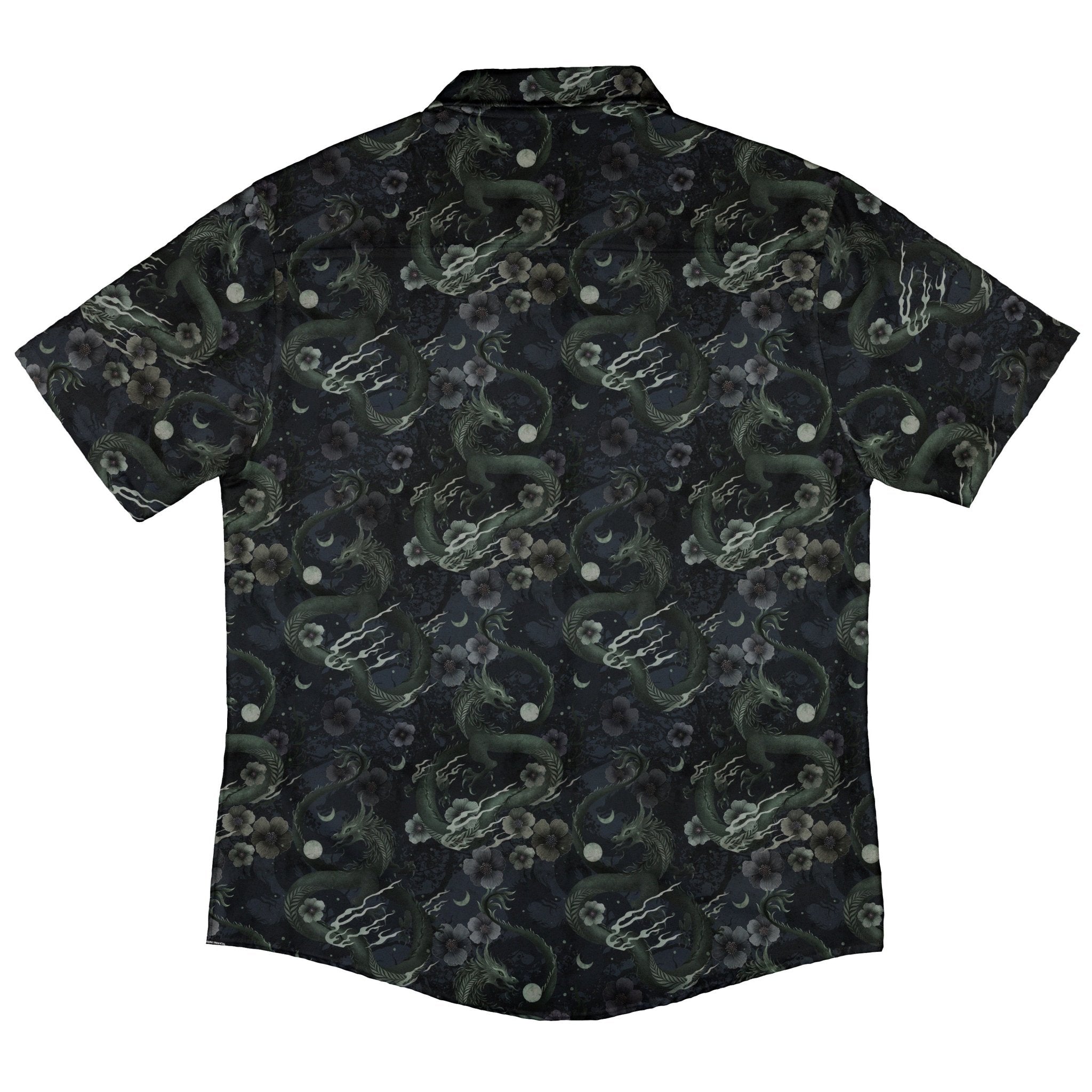 Floral Dragon Fog Button Up Shirt Geek Nerd adult sizing Design by Episodic Fantasy Prints