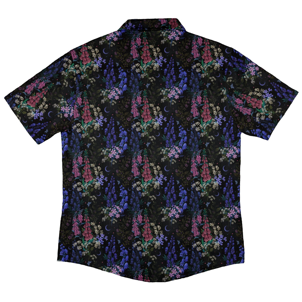 Floral Purple Night Button Up Shirt Geek Nerd 0925 adult sizing All Adult Button Up Shirts