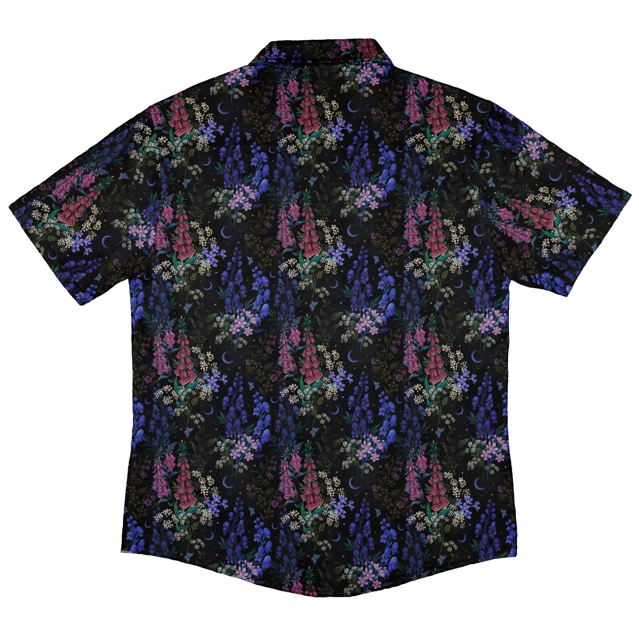 Floral Purple Night Button Up Shirt Geek Nerd 0925 adult sizing All Adult Button Up Shirts