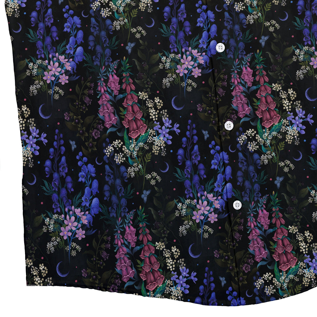 Floral Purple Night Button Up Shirt Geek Nerd 0925 adult sizing All Adult Button Up Shirts