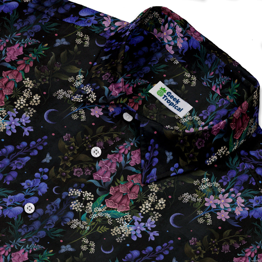 Floral Purple Night Button Up Shirt Geek Nerd 0925 adult sizing All Adult Button Up Shirts
