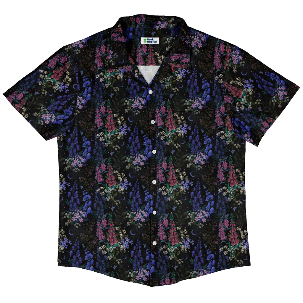 Floral Purple Night Button Up Shirt Geek Nerd 0925 adult sizing All Adult Button Up Shirts