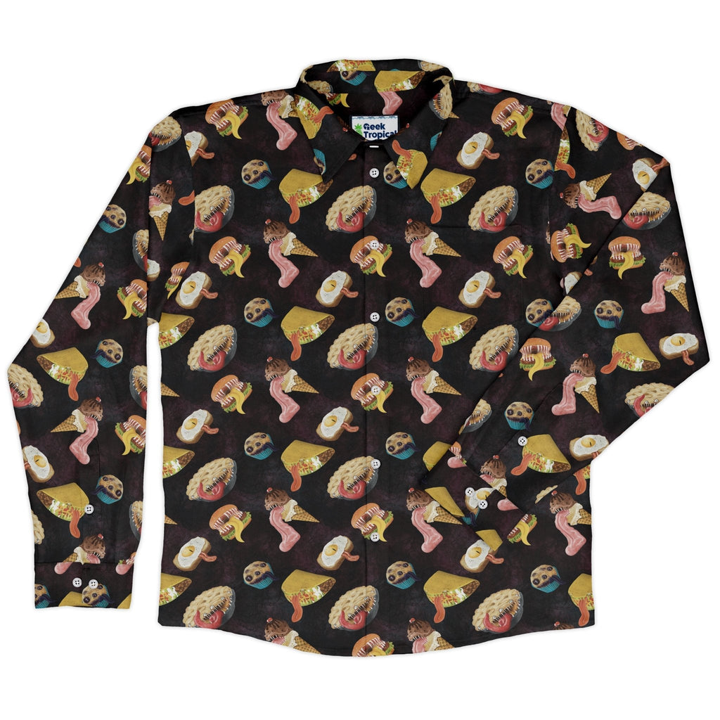 Food Mimics Dnd Long Sleeve Button Up Shirt Geek Nerd adult sizing Designs by Nathan dnd & rpg print