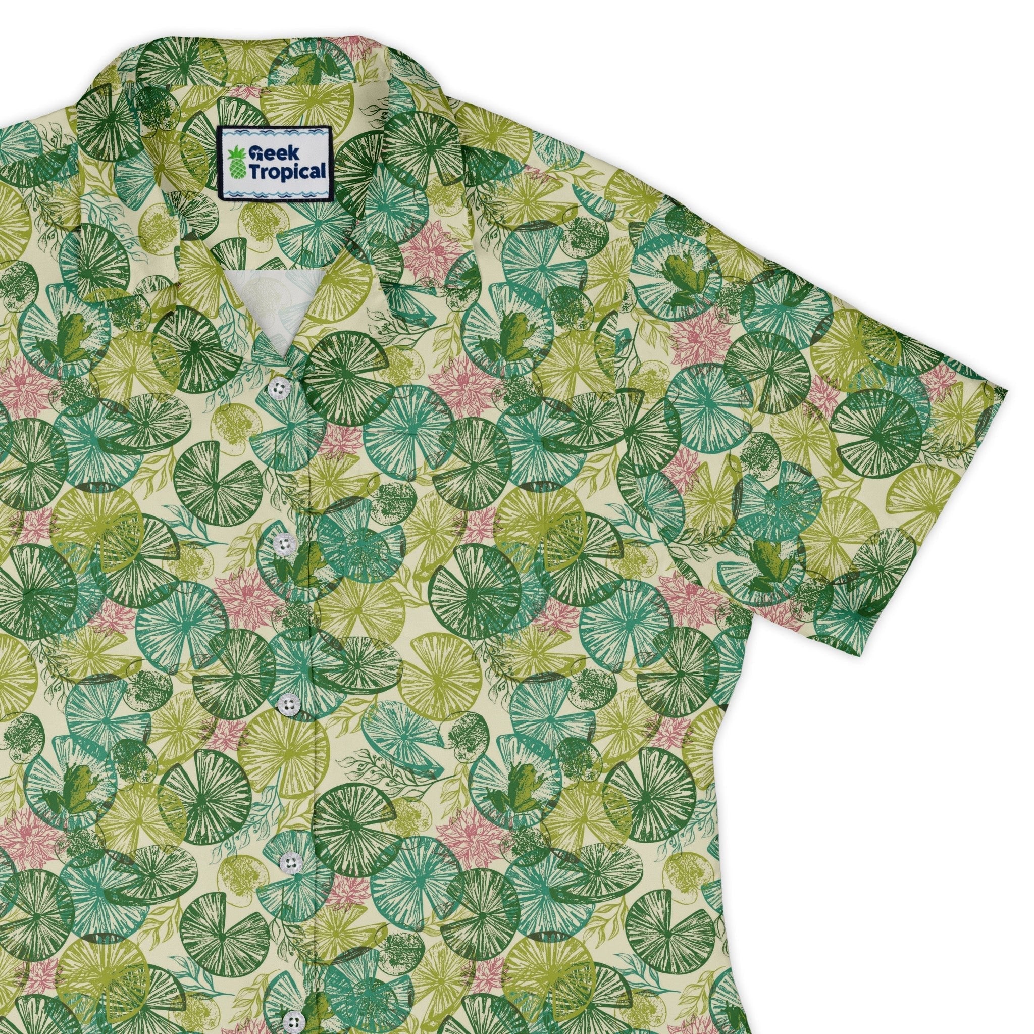 Frog Among Lilies Curvy Button Up Shirt Geek Nerd 0925 All Adult Button Up Shirts Animal Patterns
