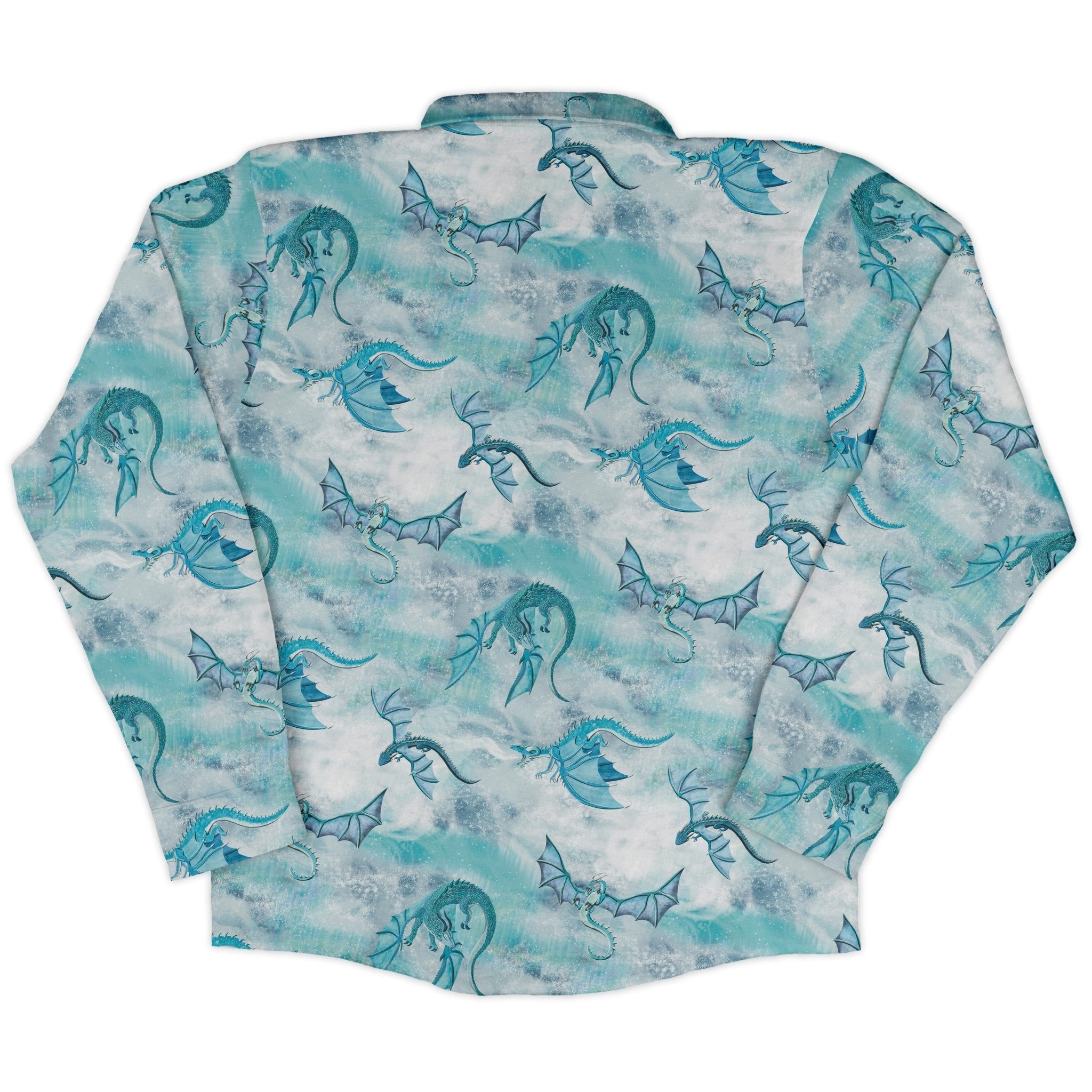 Frost Dragons Long Sleeve Button Up Shirt Geek Nerd adult sizing Christmas Print Designs by Nathan