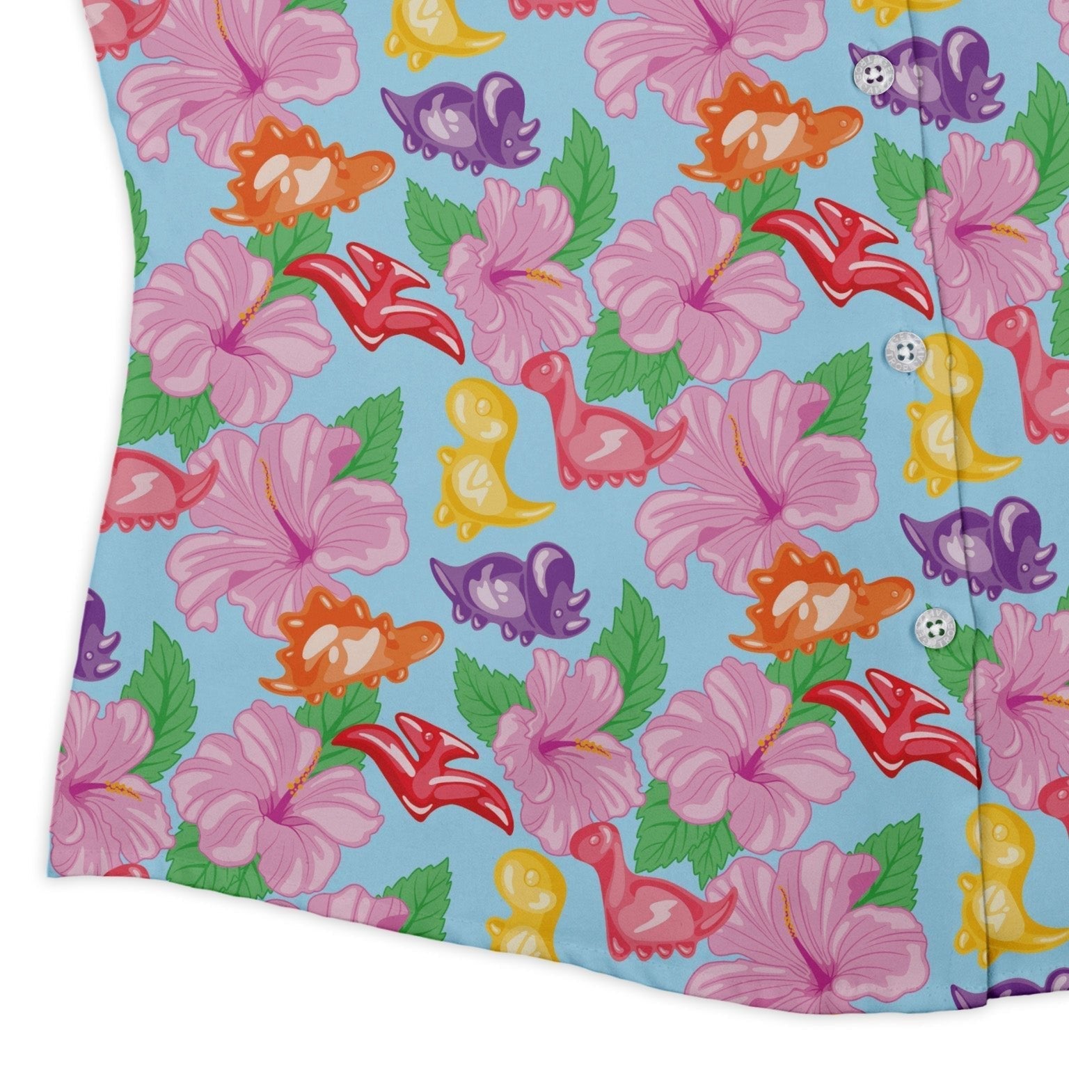 Fruit Snack Dinos Curvy Button Up Shirt Geek Nerd 0925 All Adult Button Up Shirts Animal Patterns