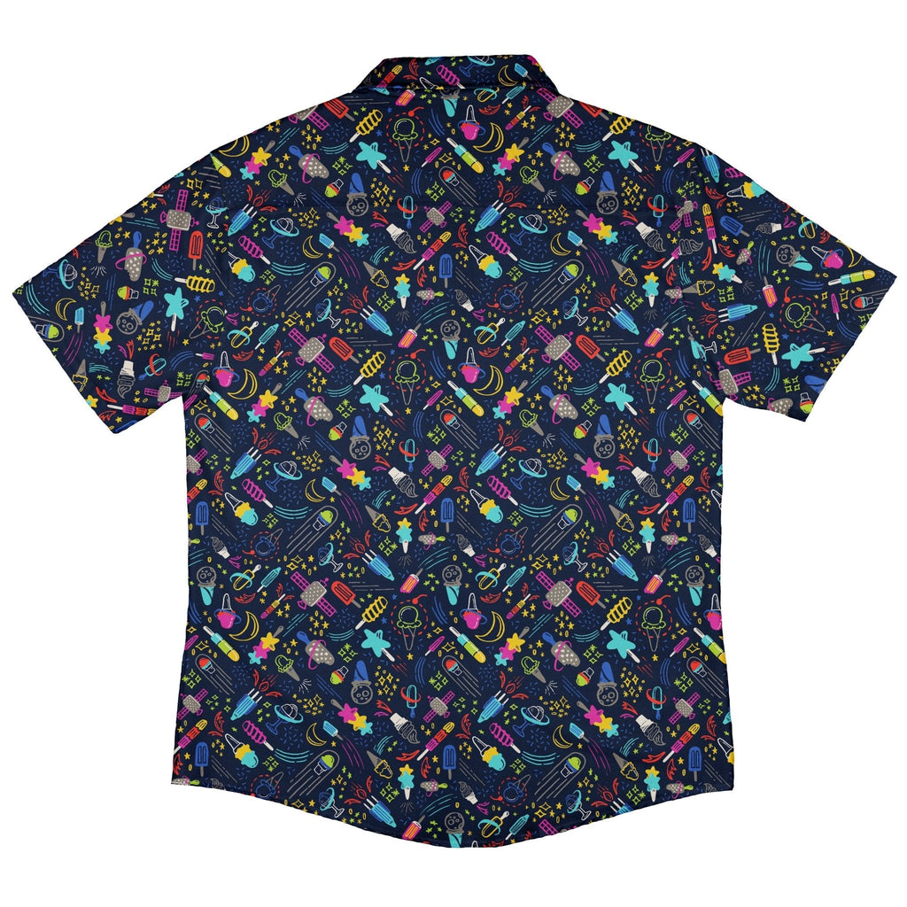 Galactic Ice Rocket Button Up Shirt Geek Nerd adult sizing Design by Zirkus Design q225