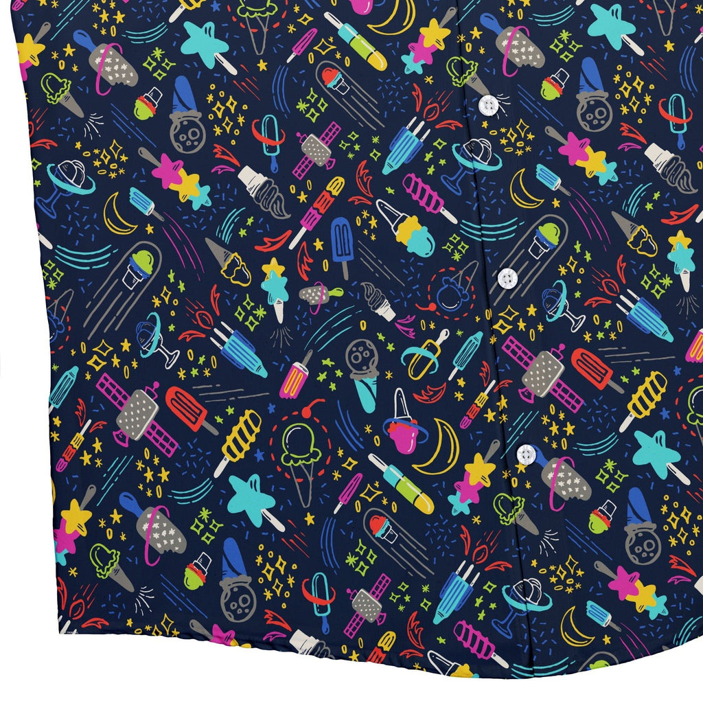 Galactic Ice Rocket Button Up Shirt Geek Nerd adult sizing Design by Zirkus Design q225