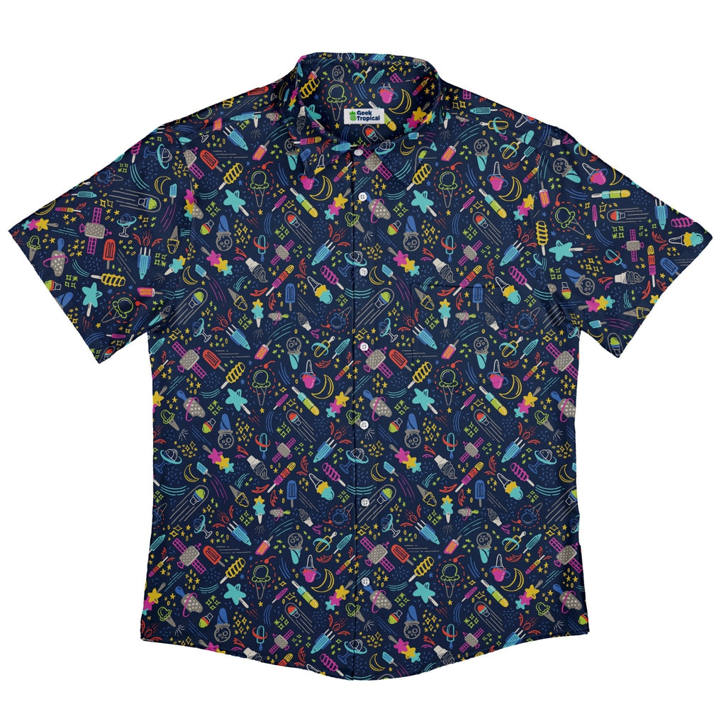 Galactic Ice Rocket Button Up Shirt Geek Nerd adult sizing Design by Zirkus Design q225