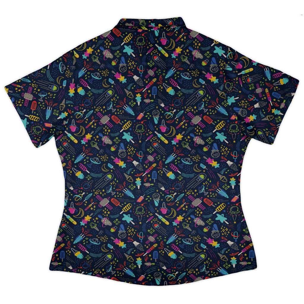 Galactic Ice Rocket Curvy Button Up Shirt Geek Nerd Design by Zirkus Design q225 science print