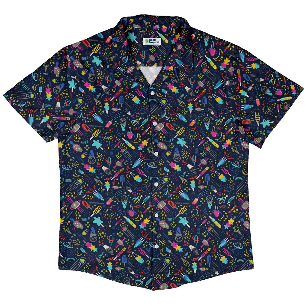 Galactic Ice Rocket Button Up Shirt Geek Nerd adult sizing Design by Zirkus Design q225