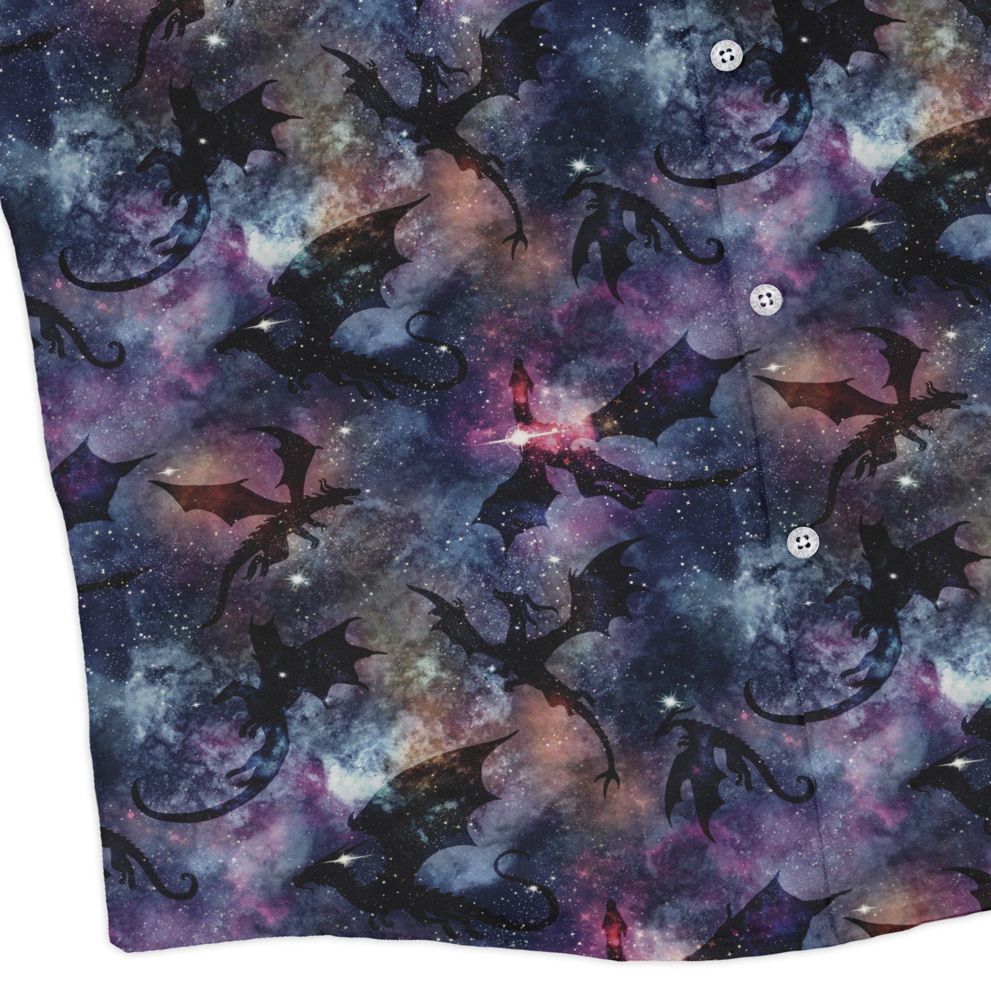 Galaxy Dragons Purple Long Sleeve Button Up Shirt Geek Nerd 0925 adult sizing All Adult Button Up Shirts