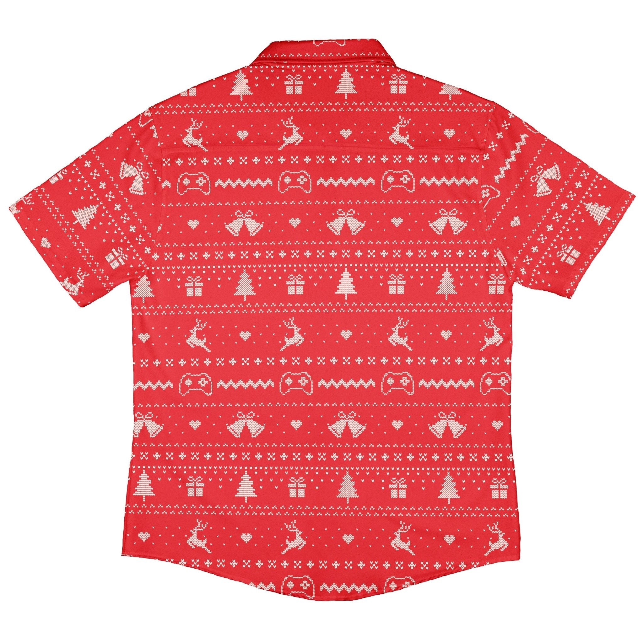 Gamer Christmas Sweater Button Up Shirt Geek Nerd adult sizing Christmas Print Design by Tobe Fonseca
