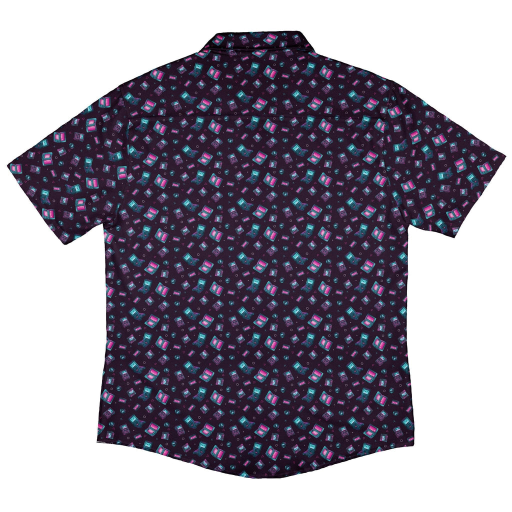 Gaming Consoles Anime Purple Button Up Shirt Geek Nerd adult sizing Design by Ardi Tong q225