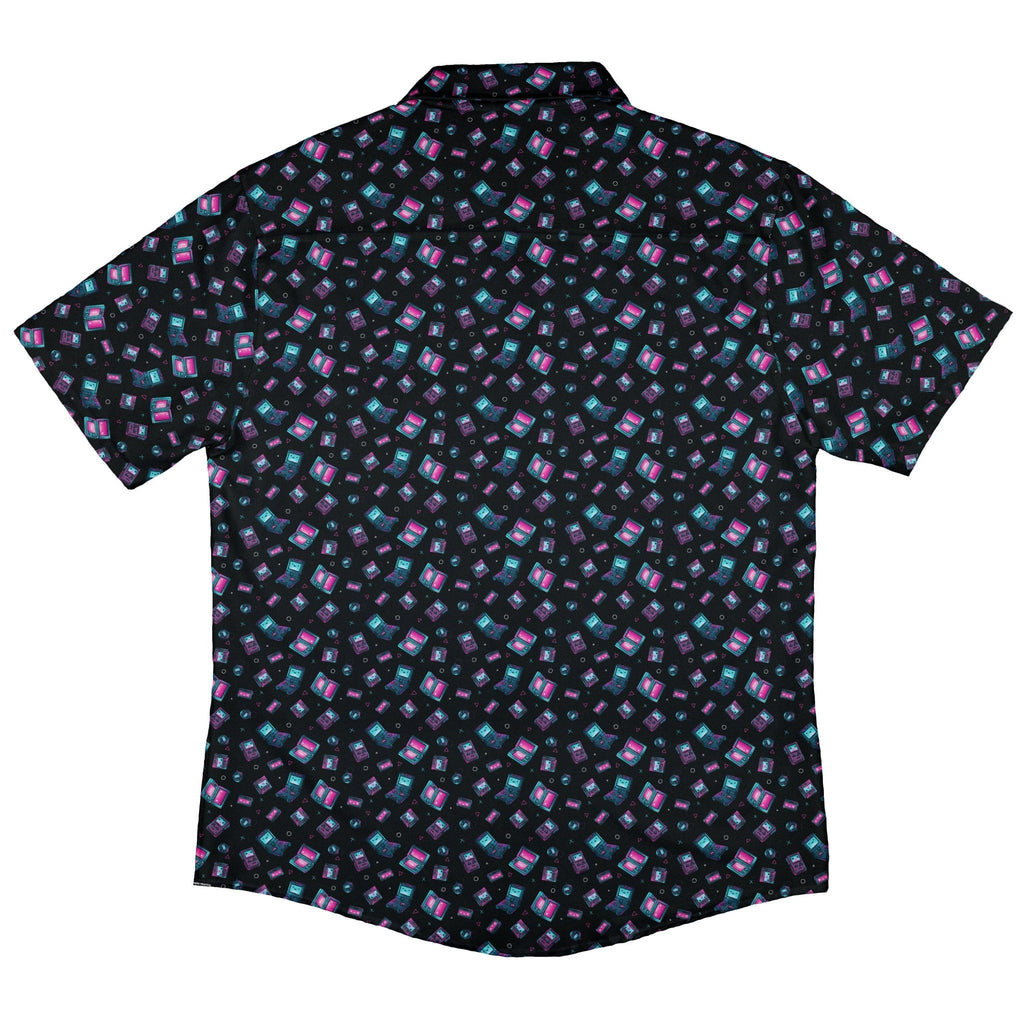 Gaming Consoles Anime Teal Button Up Shirt Geek Nerd adult sizing Design by Ardi Tong q225
