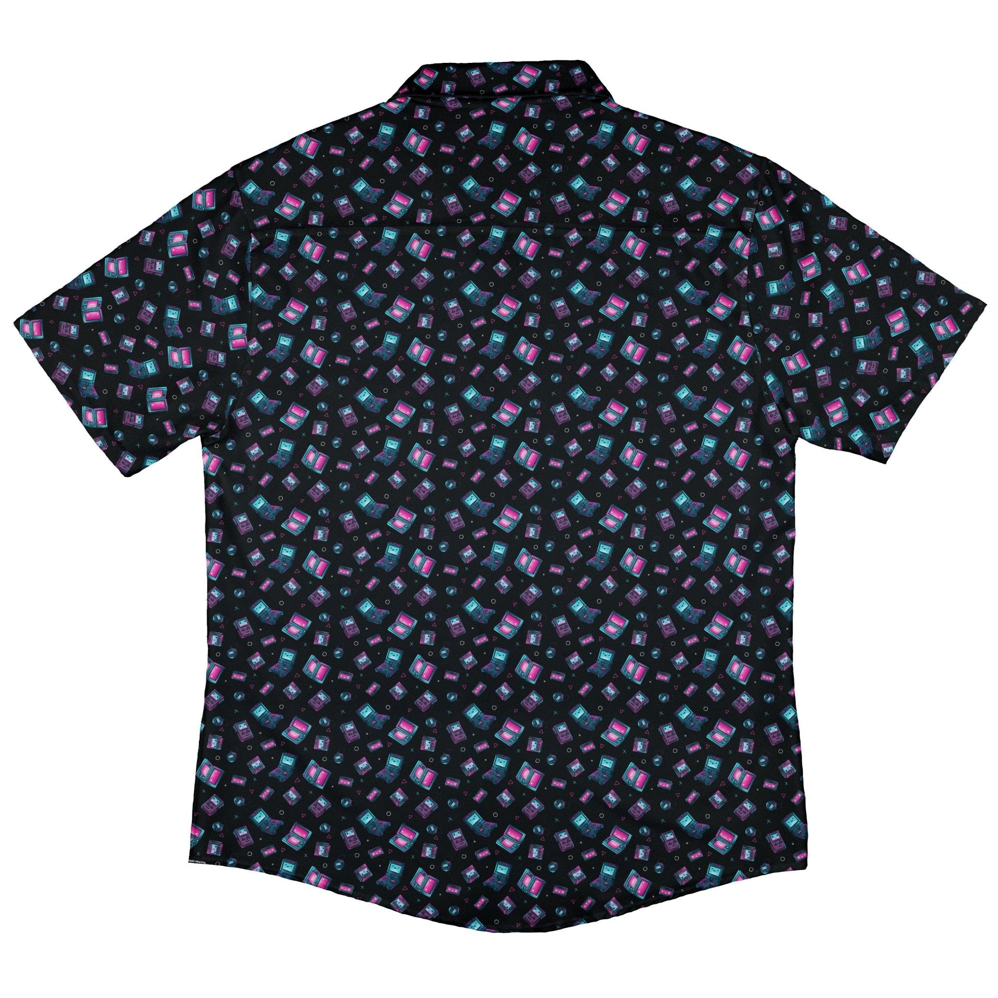Gaming Consoles Anime Teal Button Up Shirt Geek Nerd adult sizing Design by Ardi Tong q225