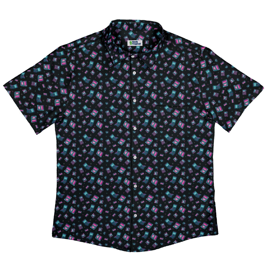 Gaming Consoles Anime Teal Button Up Shirt Geek Nerd adult sizing Design by Ardi Tong q225