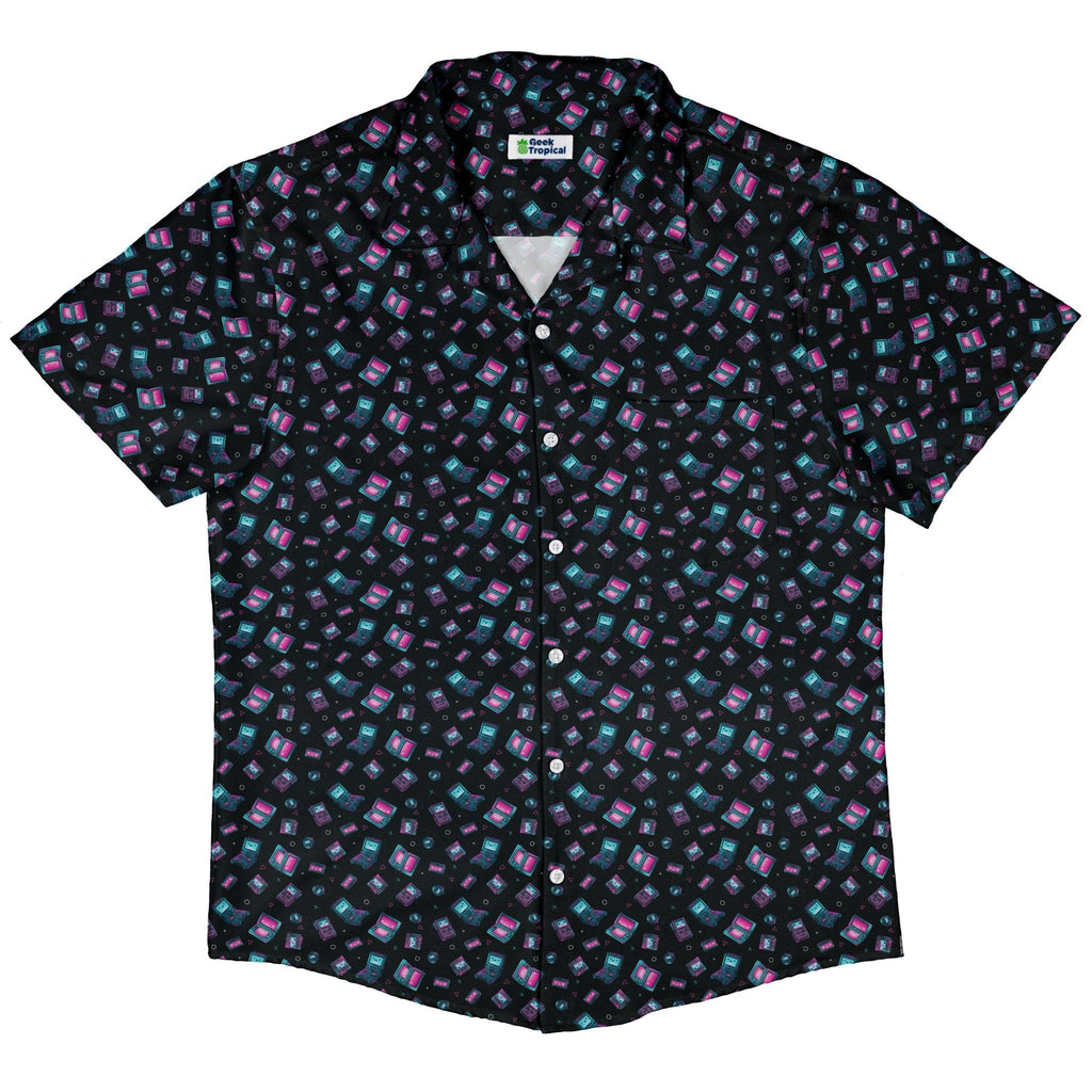 Gaming Consoles Anime Teal Button Up Shirt Geek Nerd adult sizing Design by Ardi Tong q225