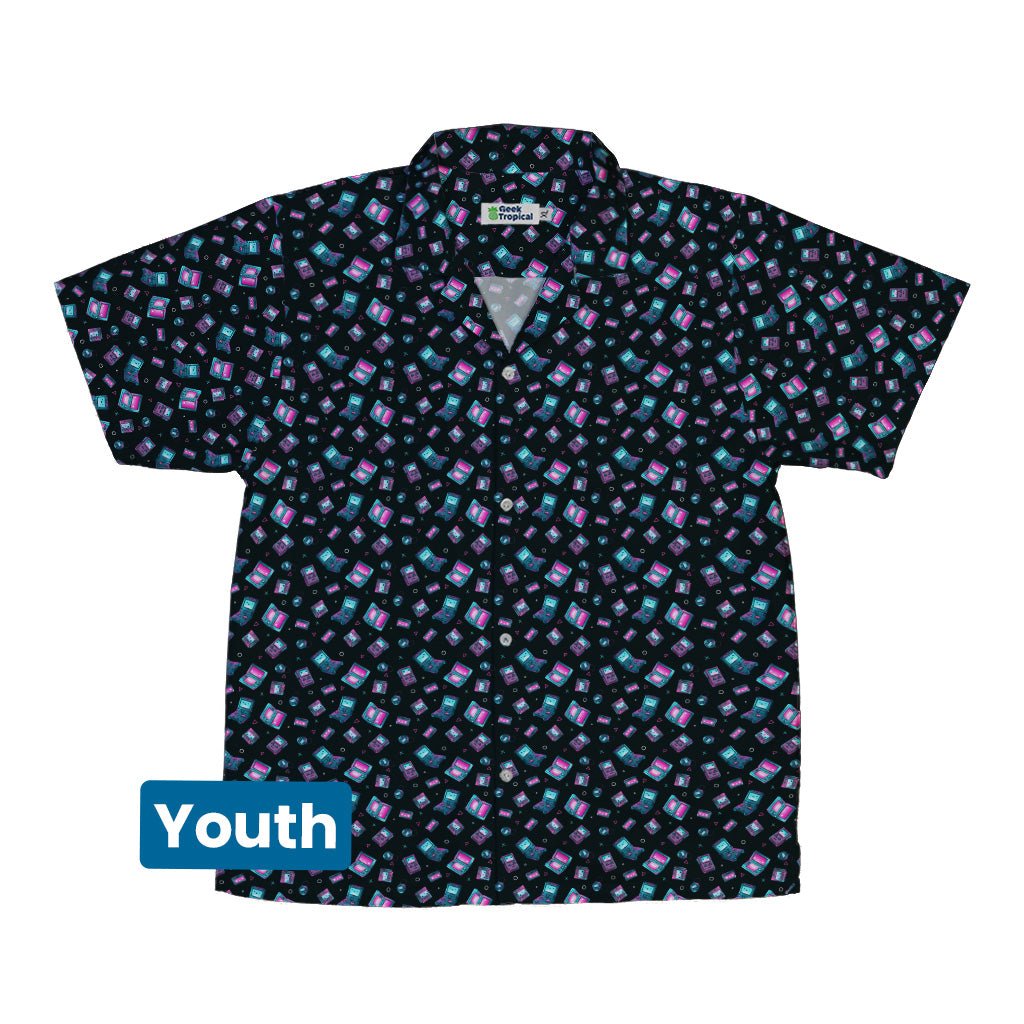 Gaming Consoles Anime Teal Youth Hawaiian Shirt Geek Nerd Design by Ardi Tong q225 video game arcade print