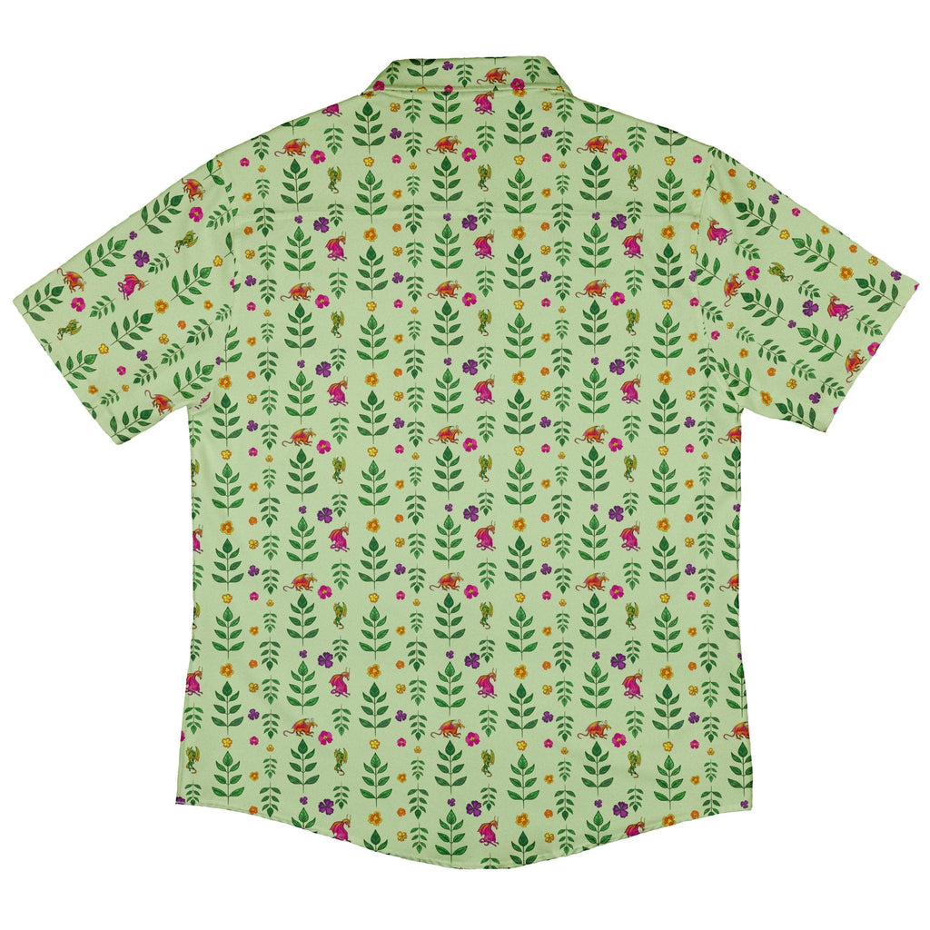 Garden Dragons Fantasy Button Up Shirt - adult sizing - Designed by Rose Khan - Fantasy Prints