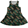 Geek Tiki Masks Dark Green Dress Geek Nerd board game print computer print Designs by Nathan