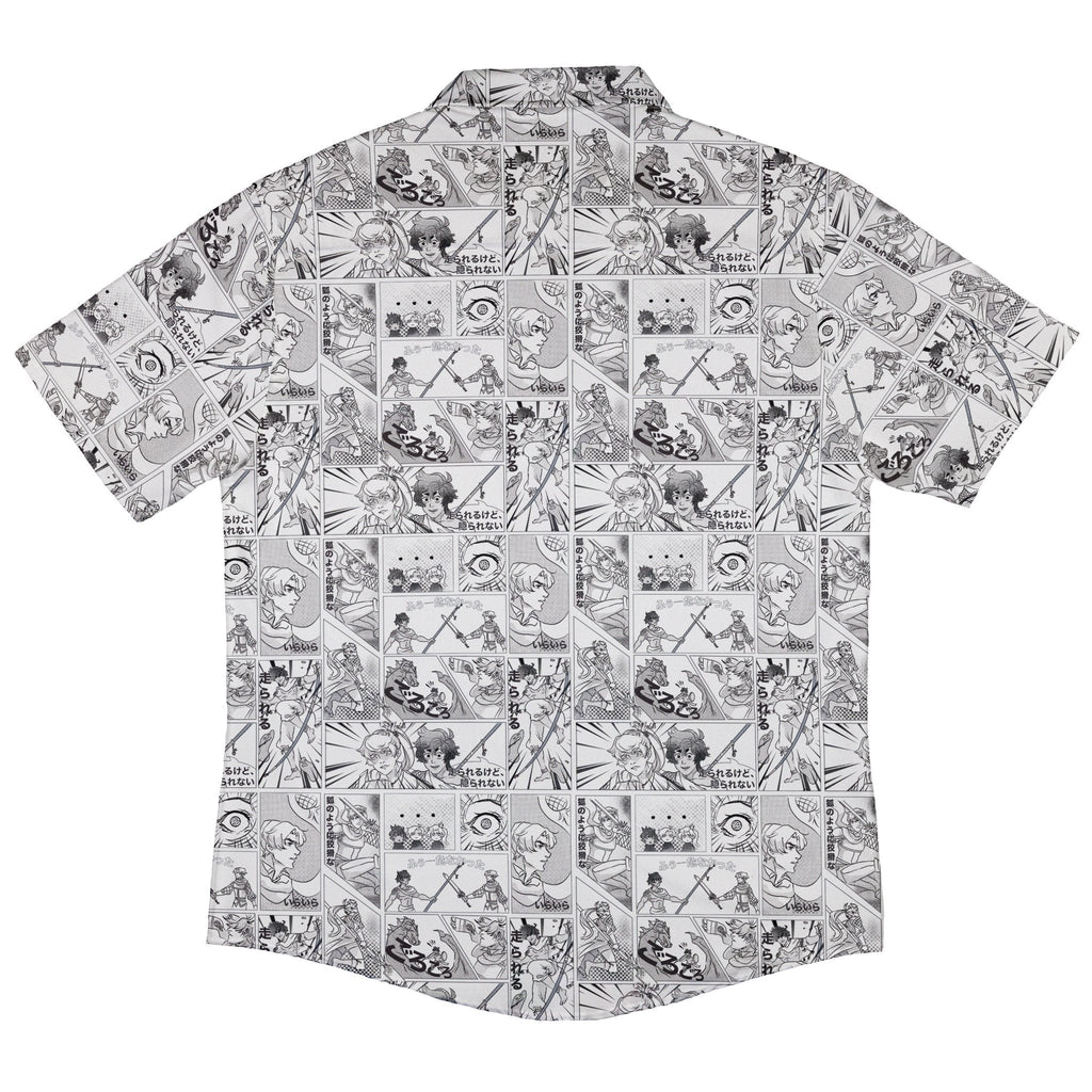 Geek Tropical Manga Button Up Shirt - adult sizing - Anime - Design by Claire Murphy