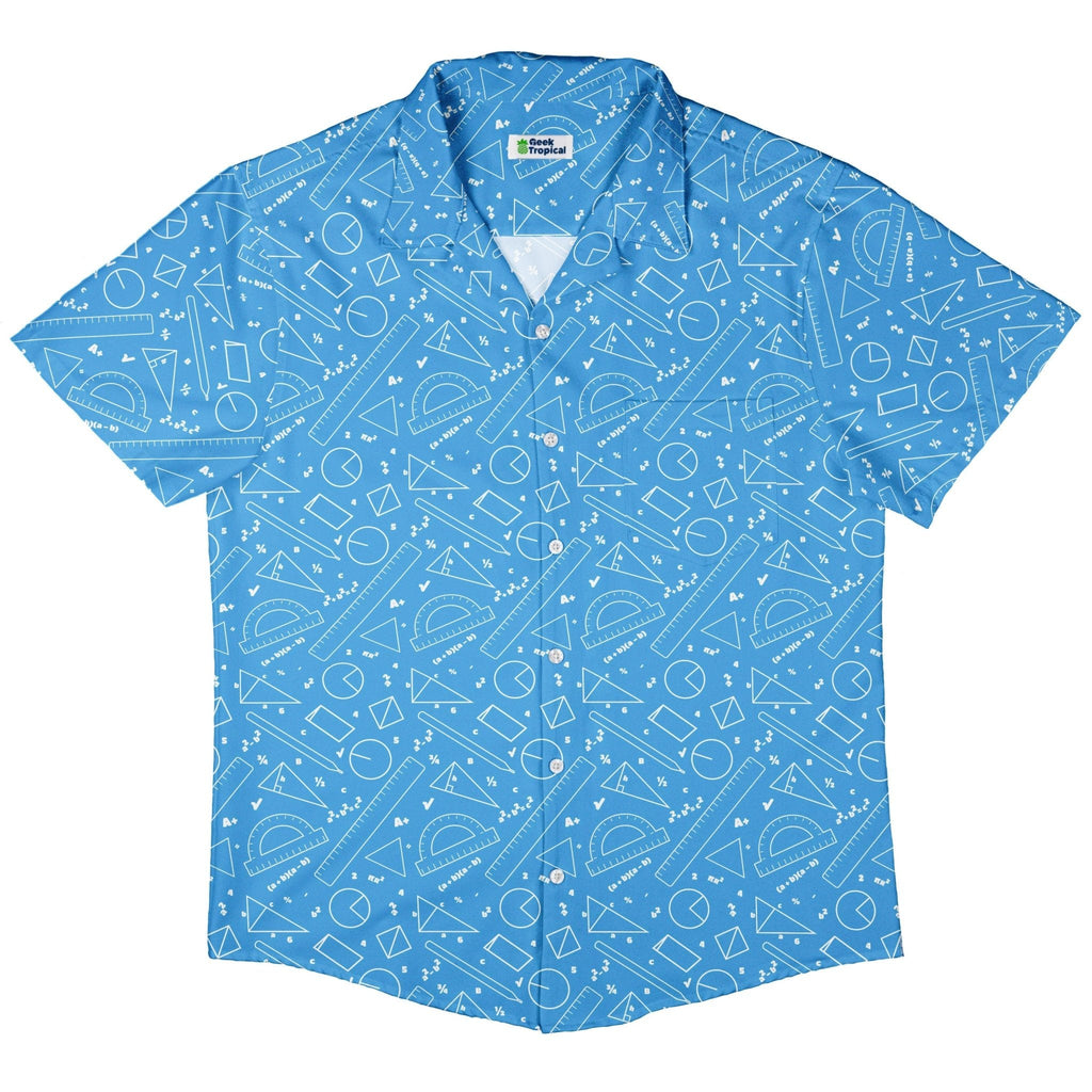 Geometry Blue Math Button Up Shirt - adult sizing - mathematics print -