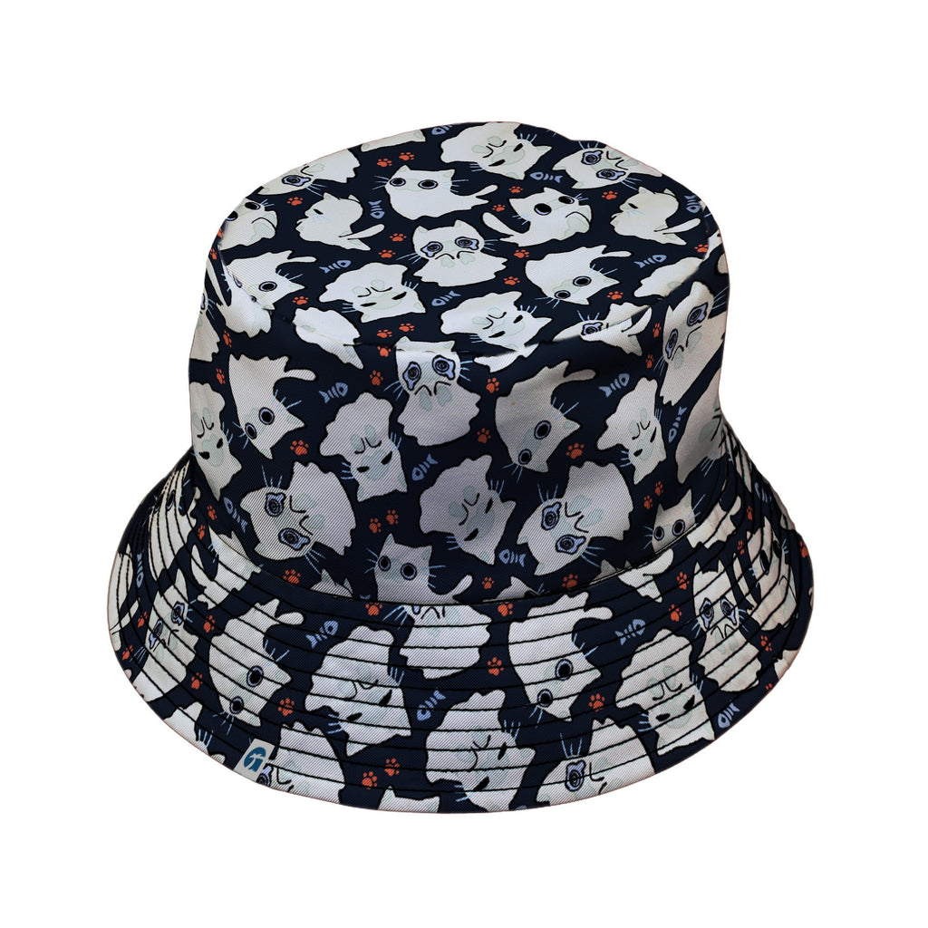Ghost Cats Bucket Hat Geek Nerd 0925 Animal Patterns Design by Ardi Tong
