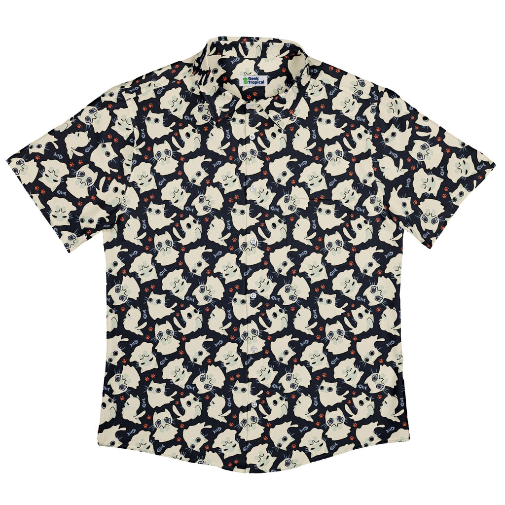 Ghost Cats Button Up Shirt Geek Nerd 0925 adult sizing All Adult Button Up Shirts
