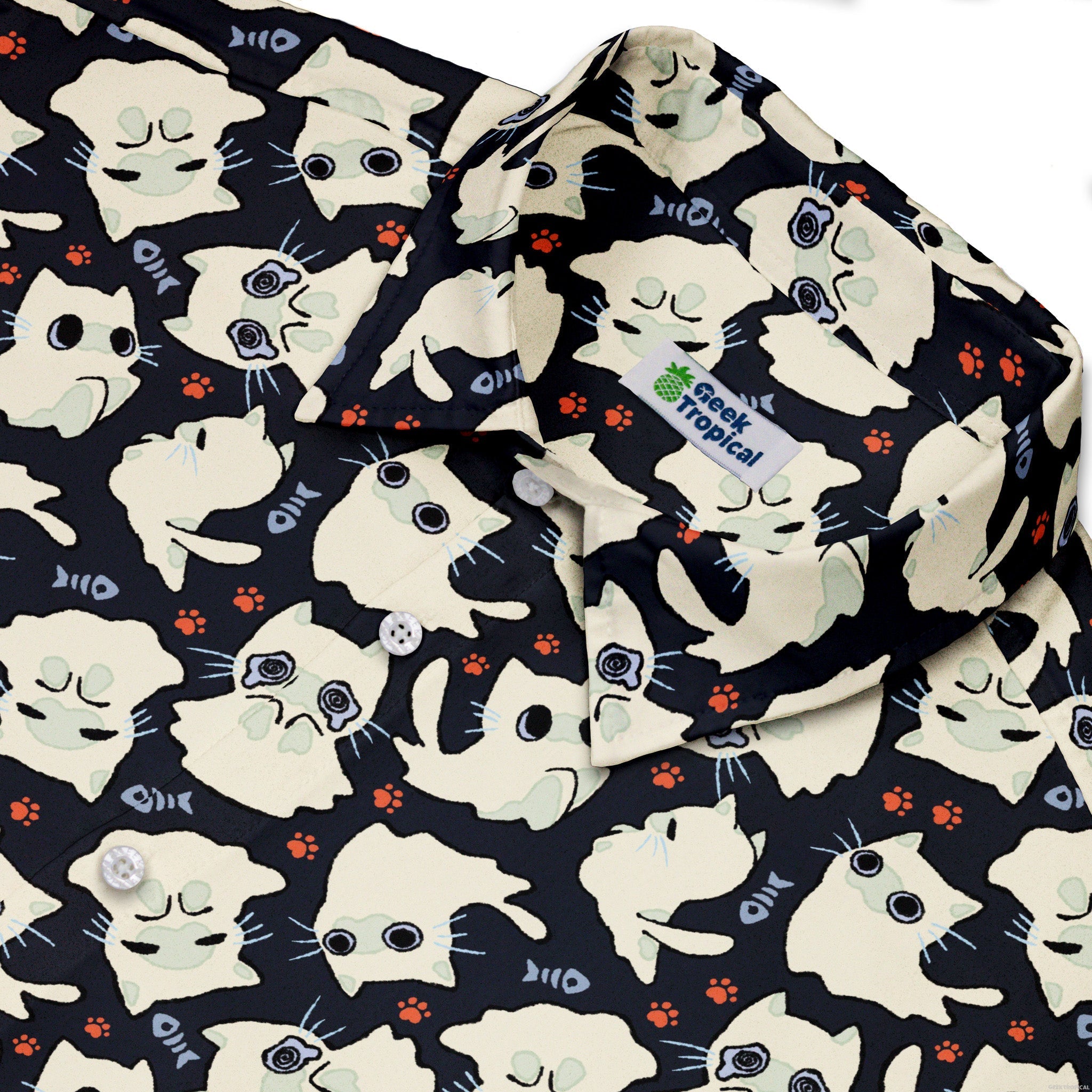 Ghost Cats Button Up Shirt Geek Nerd 0925 adult sizing All Adult Button Up Shirts