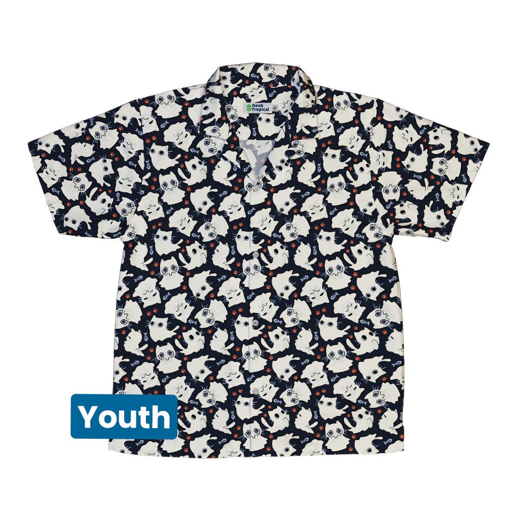 Ghost Cats Youth Hawaiian Shirt Geek Nerd 0925 Animal Patterns Design by Ardi Tong