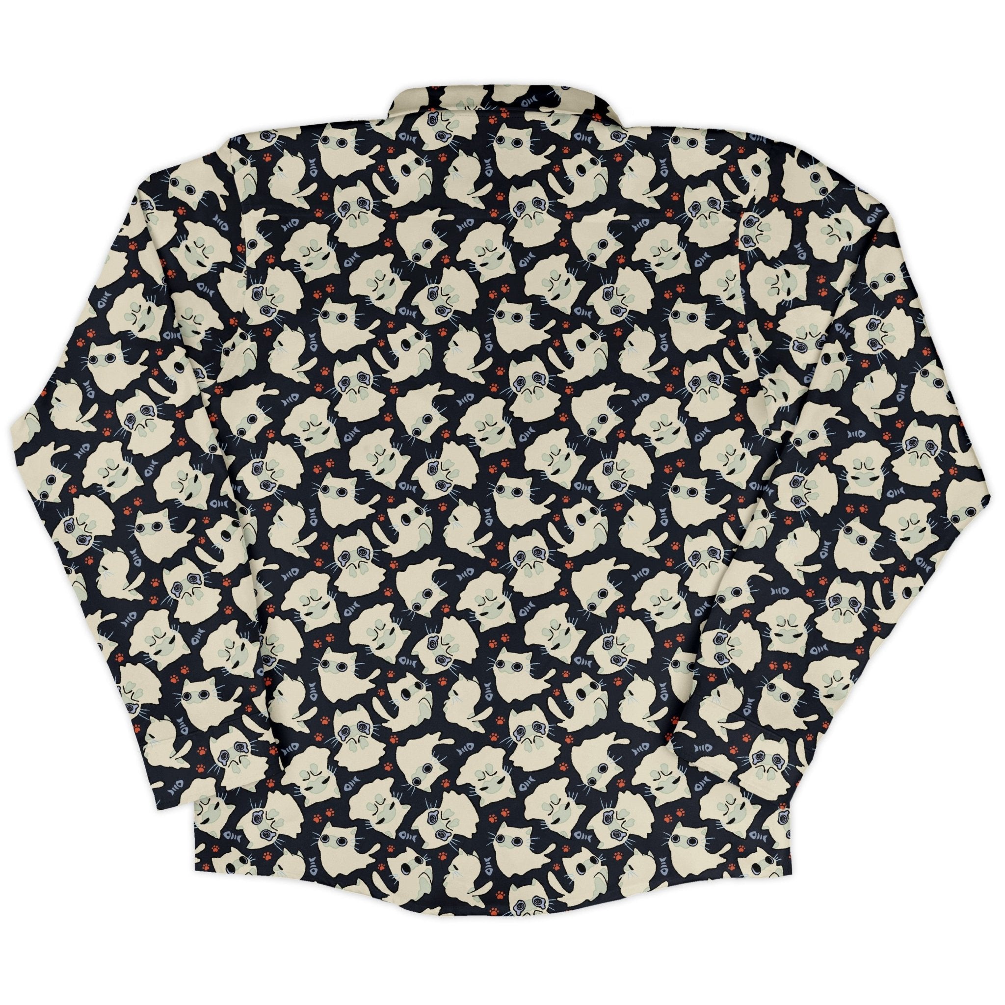 Ghost Cats Long Sleeve Button Up Shirt Geek Nerd 0925 adult sizing All Adult Button Up Shirts