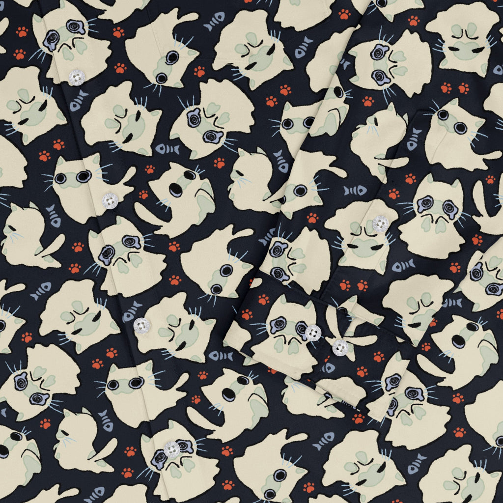 Ghost Cats Long Sleeve Button Up Shirt Geek Nerd 0925 adult sizing All Adult Button Up Shirts