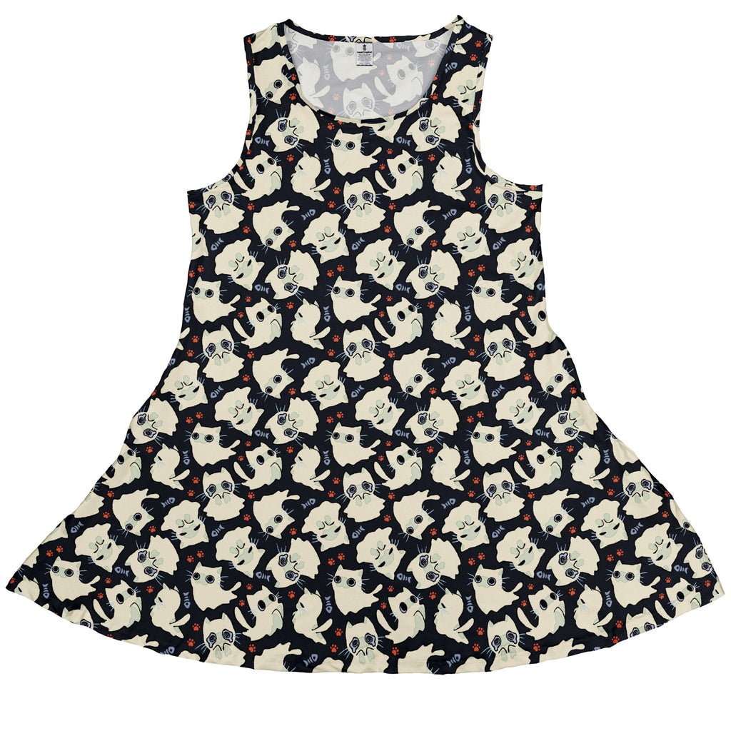 Ghost Cats Dress Geek Nerd 0925 Animal Patterns Design by Ardi Tong
