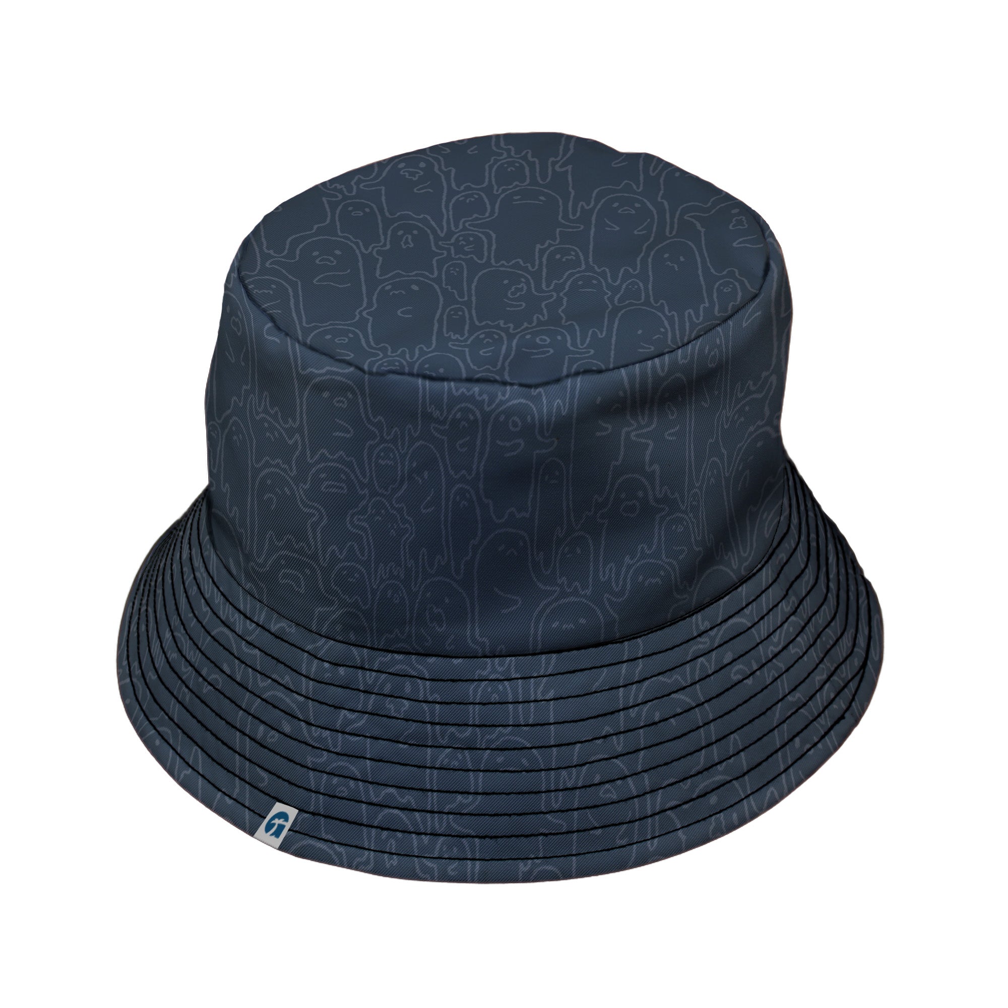 Ghost Wall Charcoal Blue Bucket Hat Geek Nerd 0925 Design by Ardi Tong Fantasy Prints
