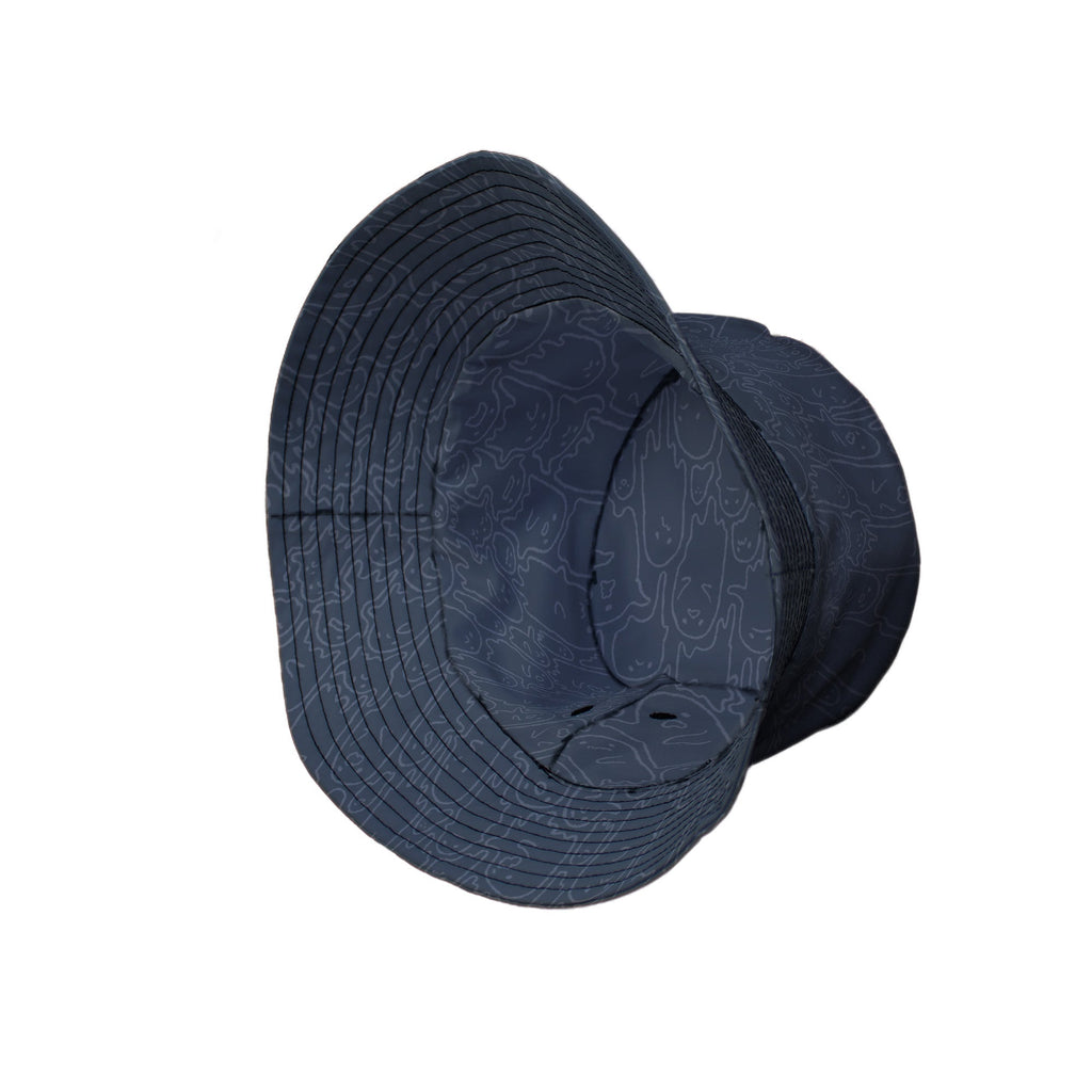 Ghost Wall Charcoal Blue Bucket Hat Geek Nerd 0925 Design by Ardi Tong Fantasy Prints
