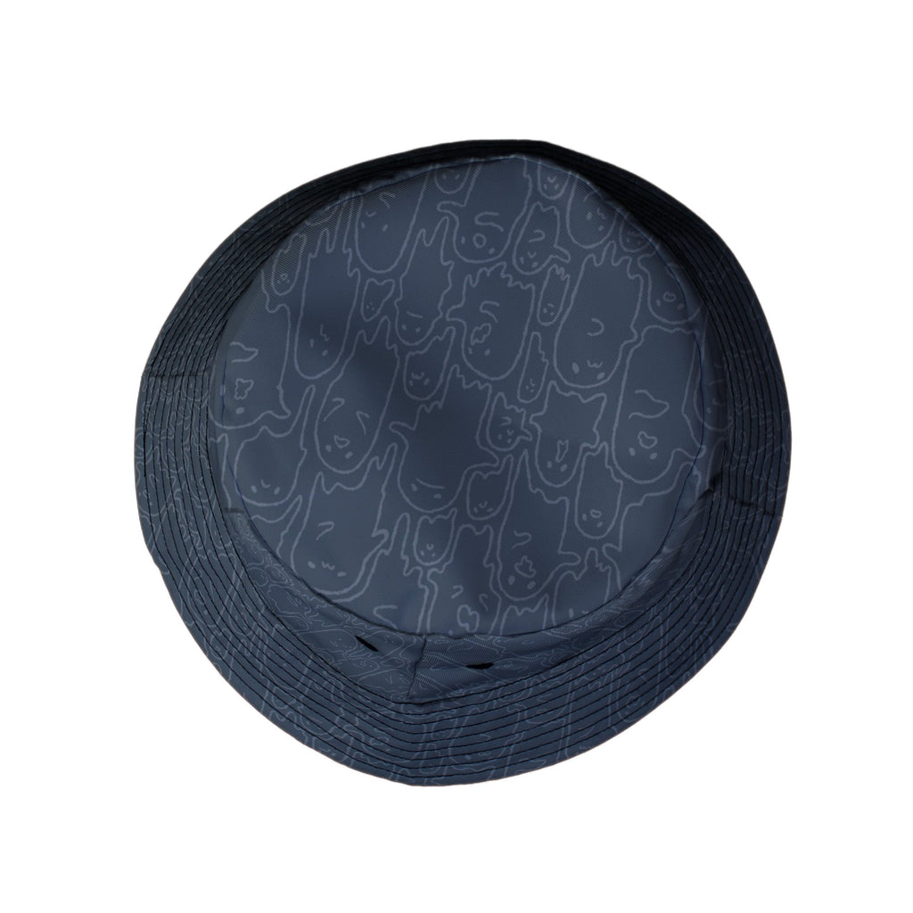Ghost Wall Charcoal Blue Bucket Hat Geek Nerd 0925 Design by Ardi Tong Fantasy Prints